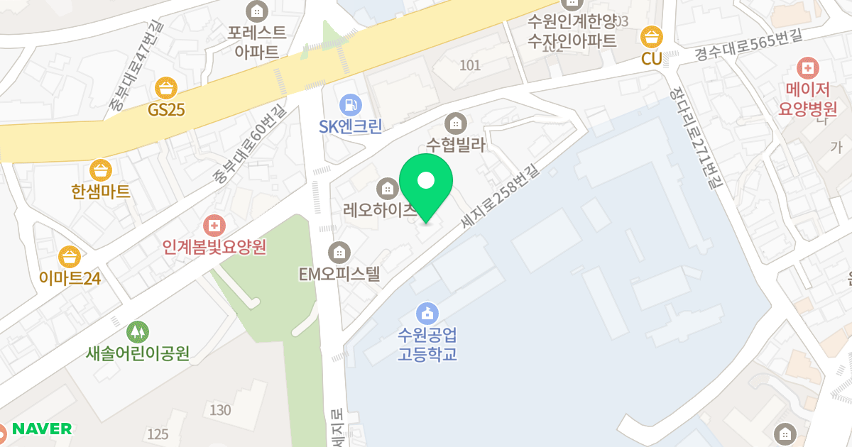삼라오피스텔 위치 지도 - 경기도 수원시 팔달구 세지로258번길 19