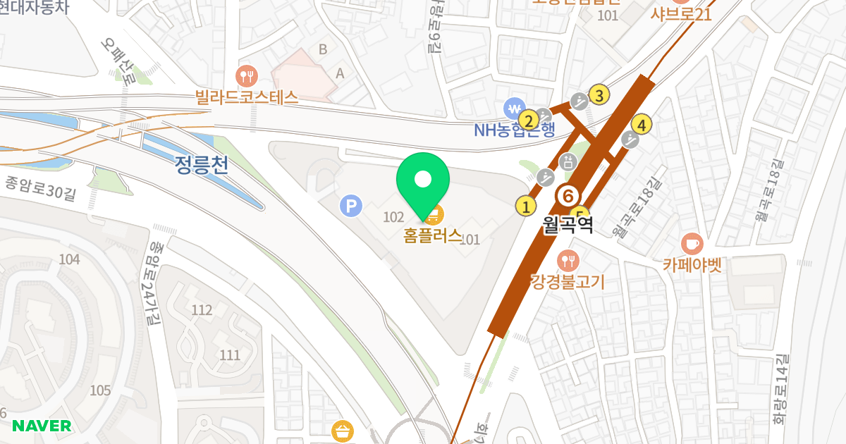 하월곡동 46-73 판매시설 (코웨이주식회사) 위치 지도 - 서울특별시 성북구 화랑로 76