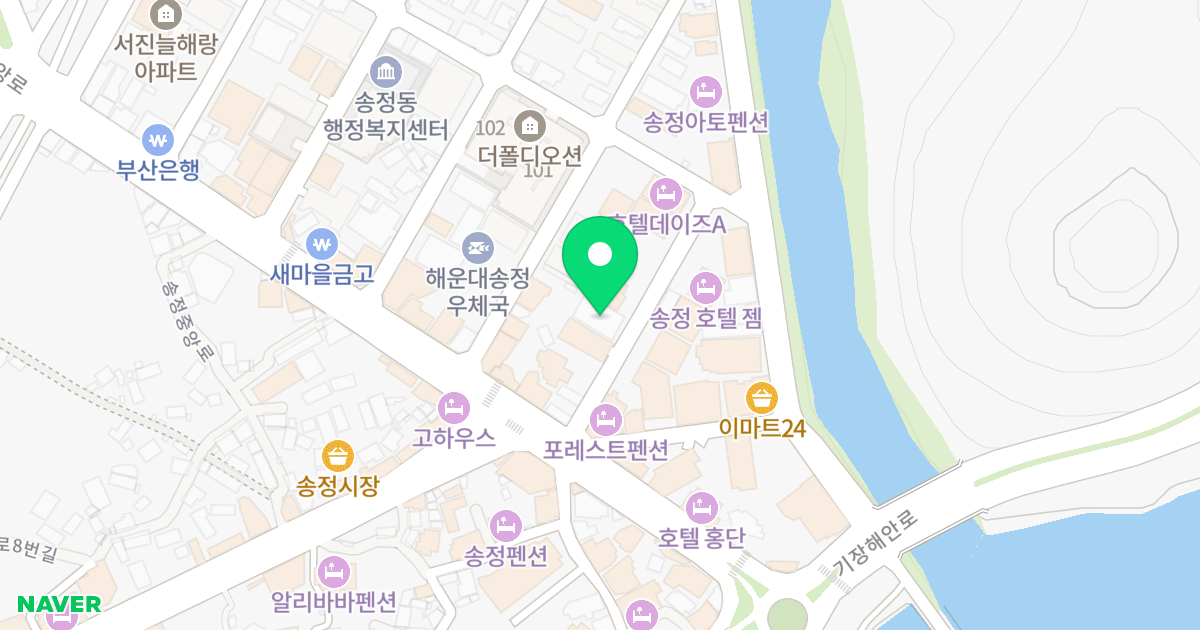 현은비치오피스텔 위치 지도 - 부산광역시 해운대구 송정중앙로39번길 11