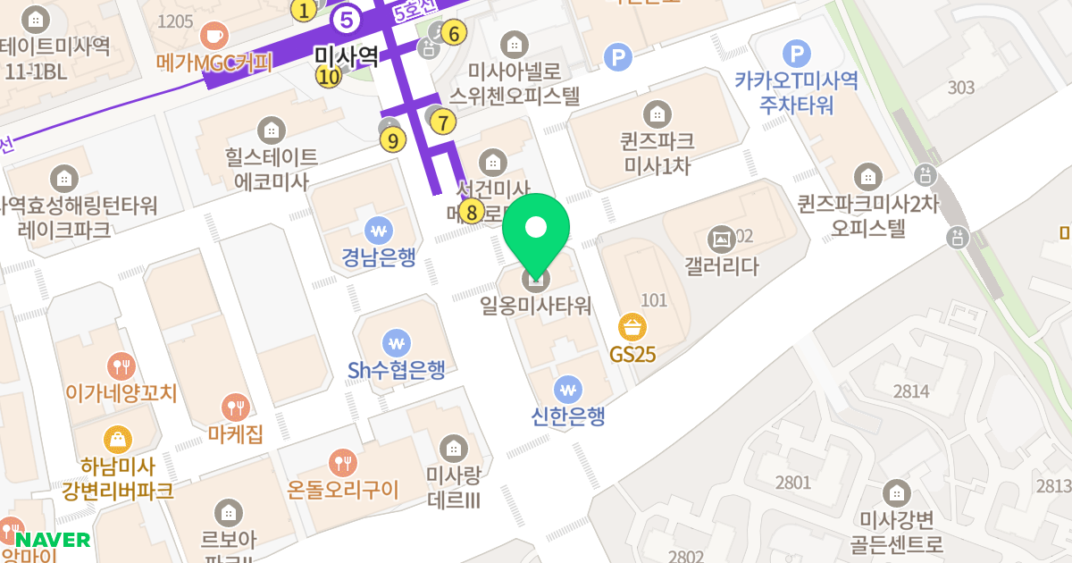 일옹미사타워 위치 지도 - 경기도 하남시 미사강변동로 74