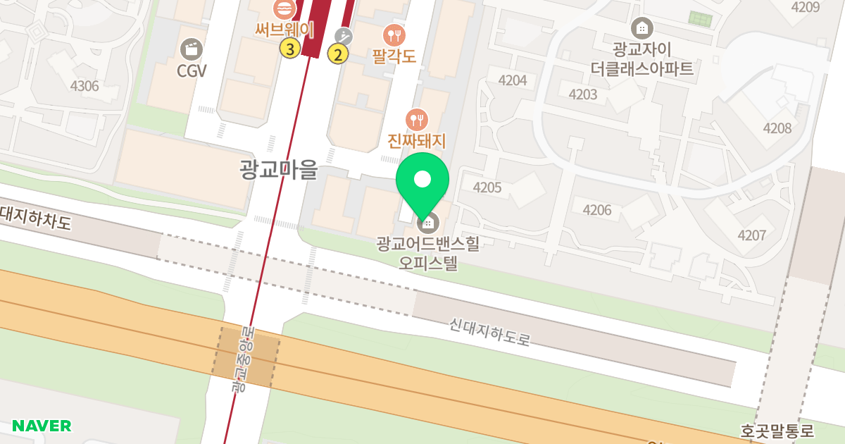 광교어드밴스힐 위치 지도 - 경기도 용인시 수지구 광교중앙로296번길 6