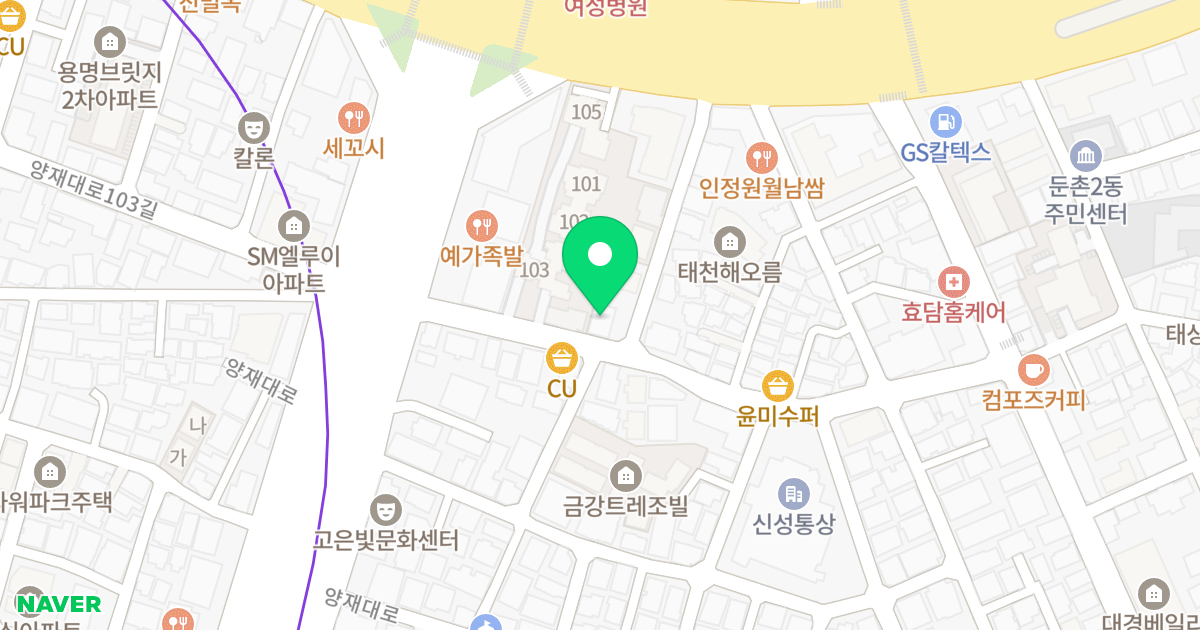 한울둔촌베아체 위치 지도 - 서울특별시 강동구 양재대로102길 17