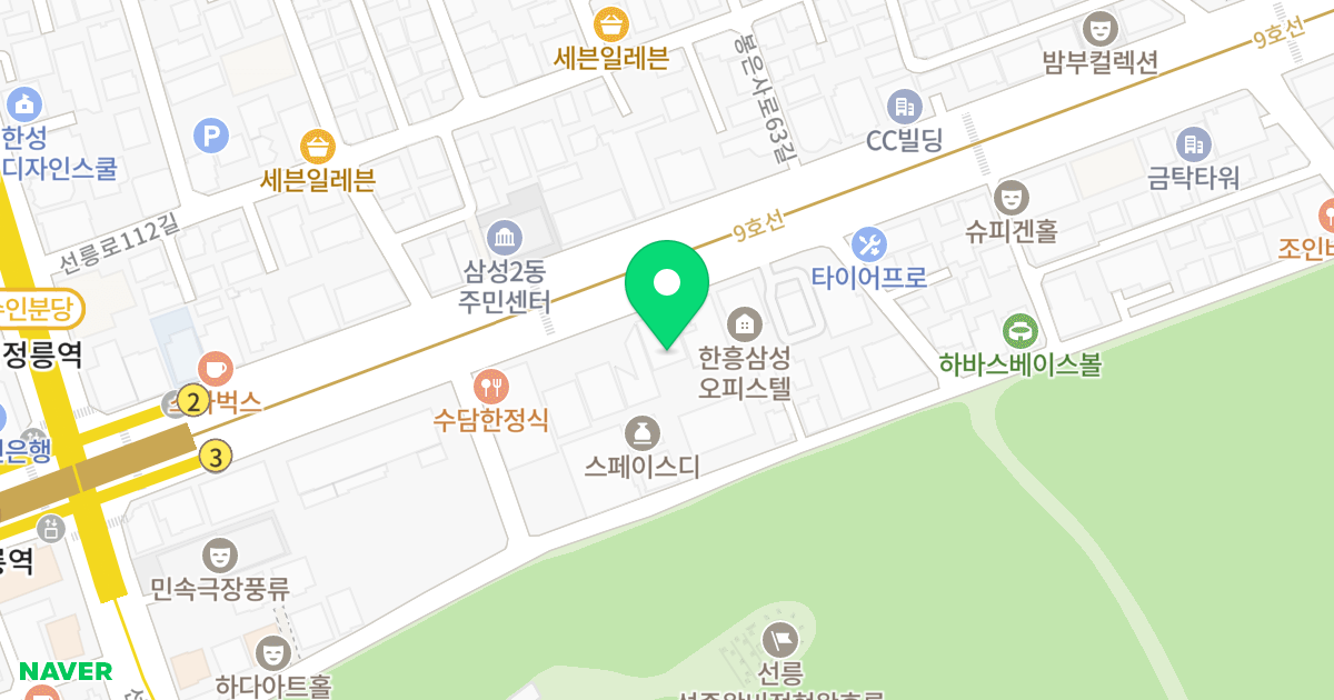 삼성동 파크엘나인 위치 지도 - 서울특별시 강남구 봉은사로 426