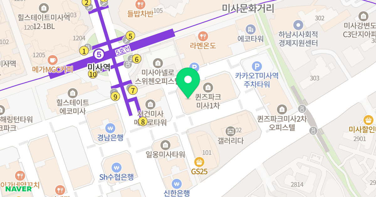 퀸즈파크 미사1차 위치 지도 - 경기도 하남시 미사강변동로84번길 20