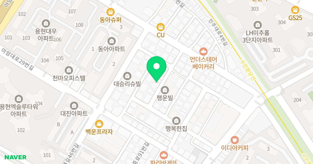 클래스투 위치 지도 - 인천광역시 미추홀구 능해길60번길 16