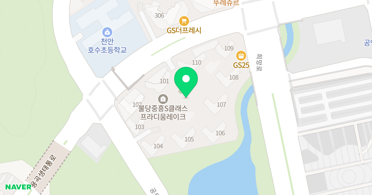 천안불당2차 중흥S-클래스 프라디움레이크 위치 지도 - 충청남도 천안시 서북구