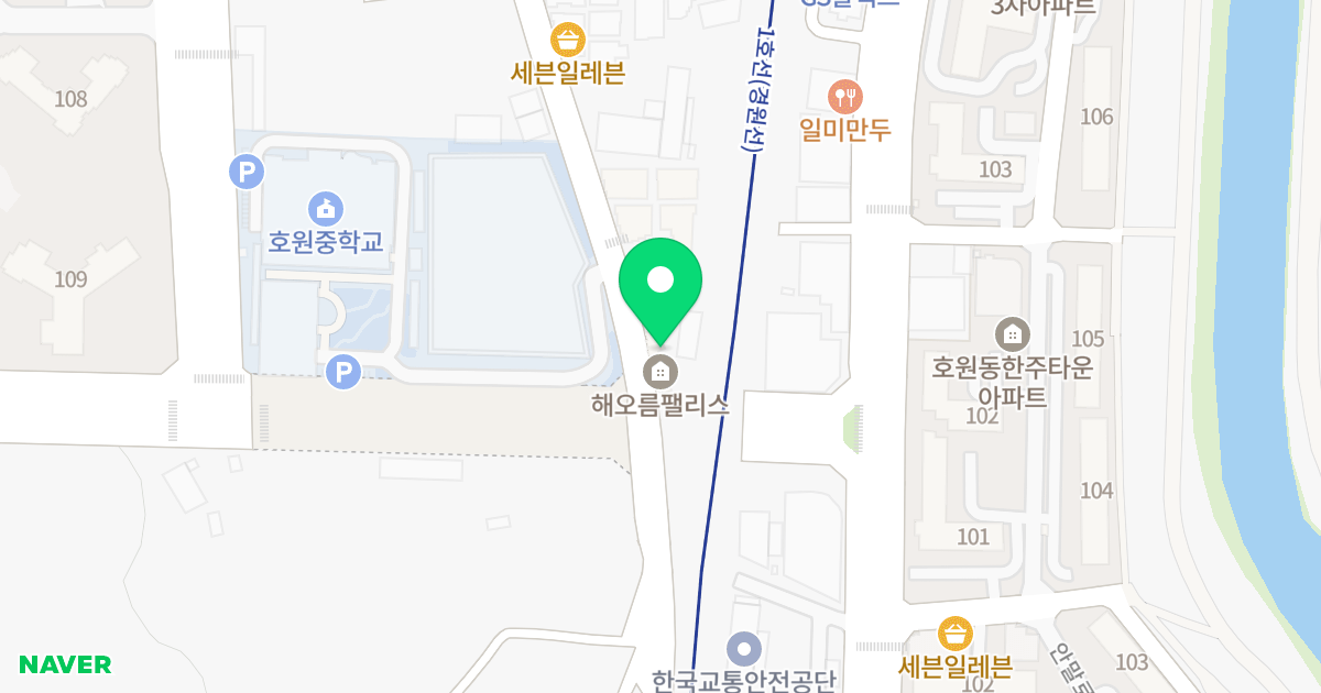 해오름팰리스 위치 지도 - 경기도 의정부시 호암로 204