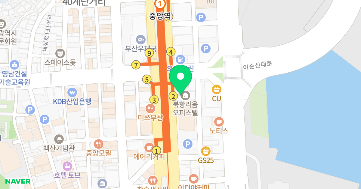 북항라움 위치 지도 - 부산광역시 중구 중앙대로 56