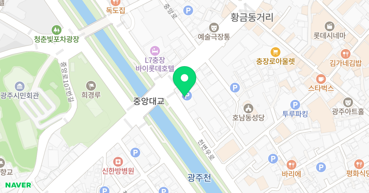 호남동 중우 아펠리스 위치 지도 - 광주광역시 동구 천변우로 381