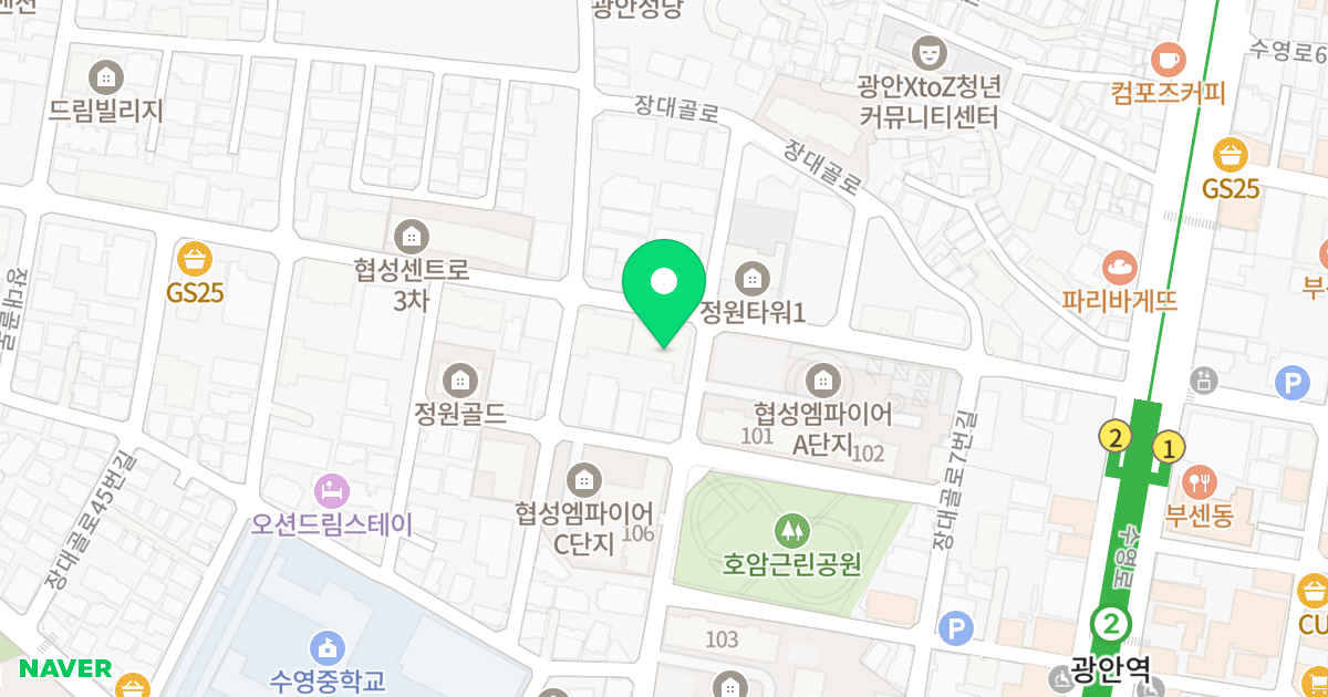 남강 스위트홈 위치 지도 - 부산광역시 수영구 장대골로19번길 4