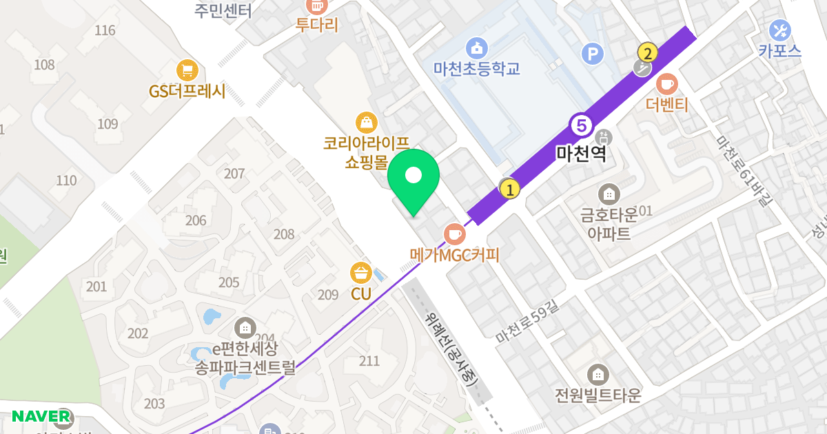 미주엠씨타워 위치 지도 - 서울특별시 송파구 마천로 325