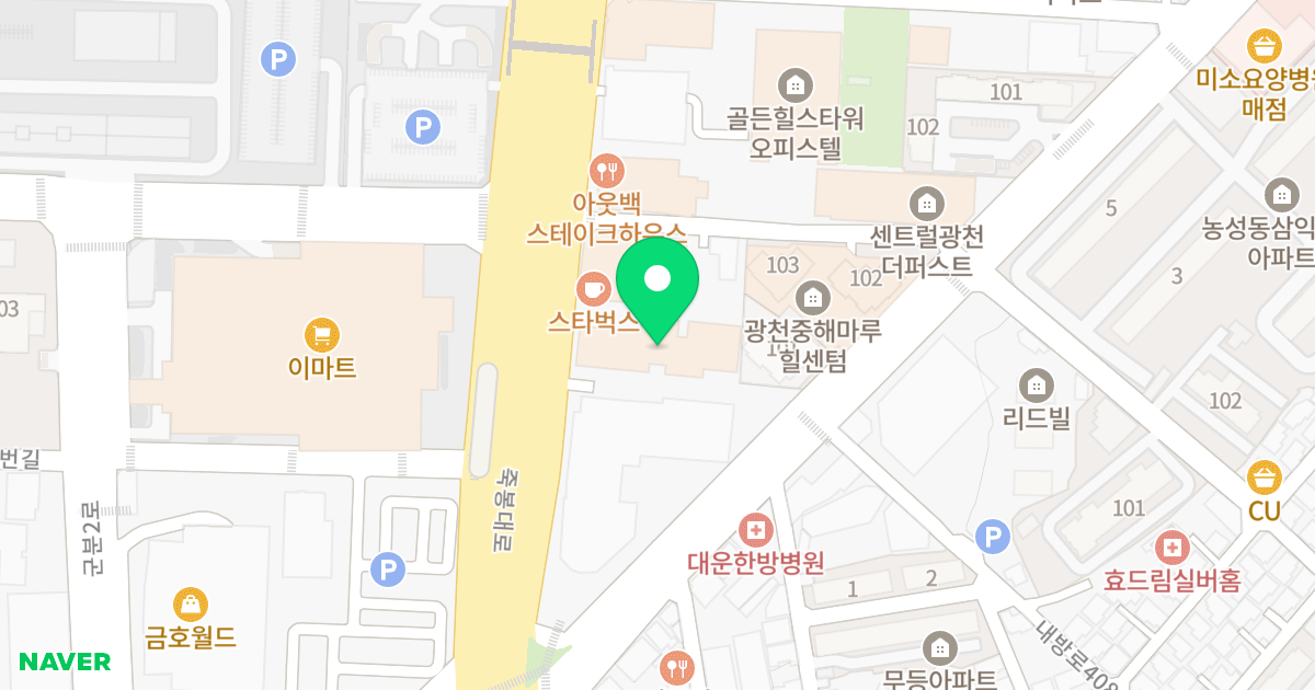 어반센트럴 위치 지도 - 광주광역시 서구 죽봉대로 62