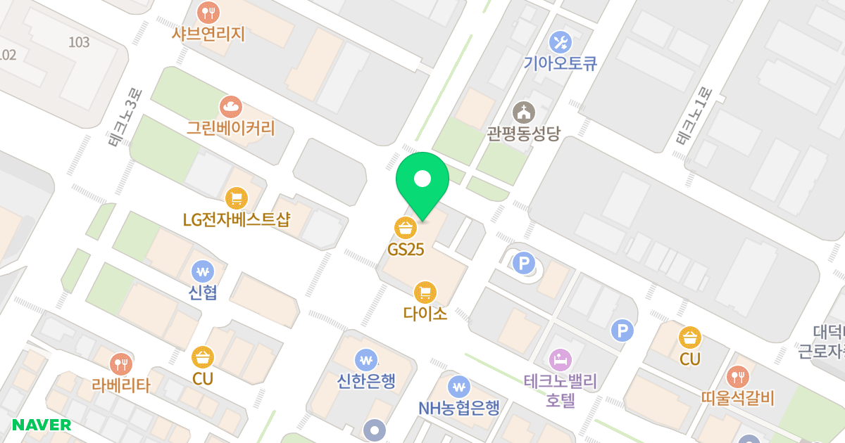 (802) 위치 지도 - 대전광역시 유성구 테크노중앙로 47