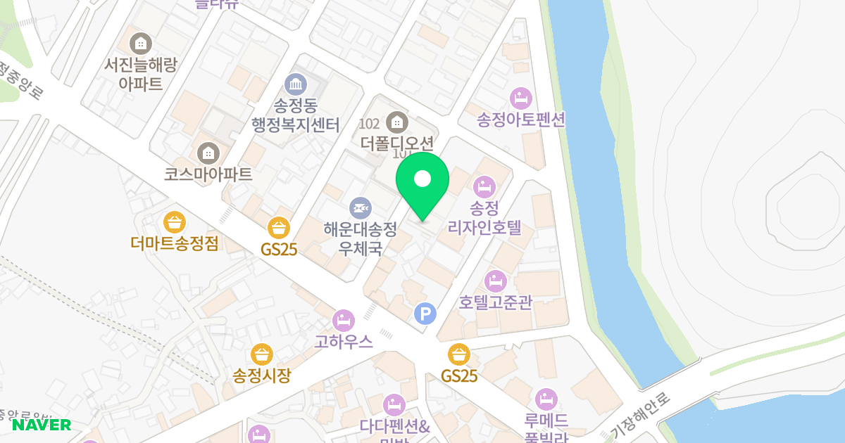 시엘더숲 위치 지도 - 부산광역시 해운대구 송정중앙로33번길 12