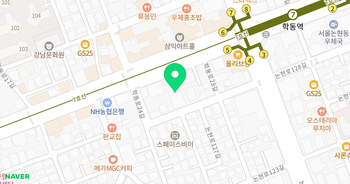 N168 위치 지도 - 서울특별시 강남구 학동로 168