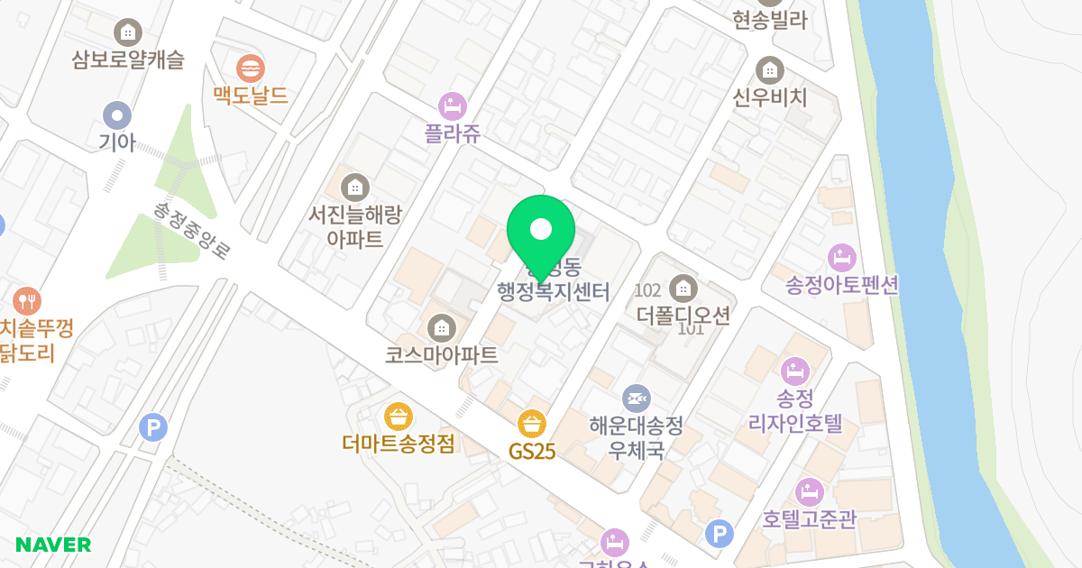 쏠데까사 위치 지도 - 부산광역시 해운대구 송정중앙로21번길 14