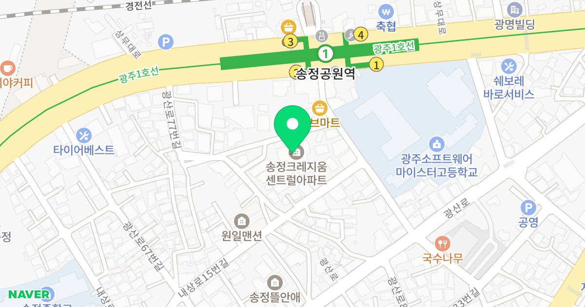 송정 크레지움 센트럴 위치 지도 - 광주광역시 광산구 광산로89번길 27-7