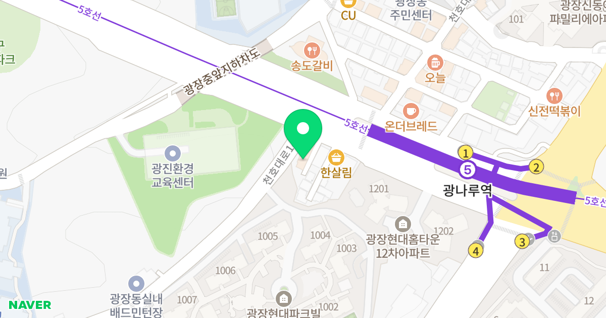 (396-13) 위치 지도 - 서울특별시 광진구 천호대로 796