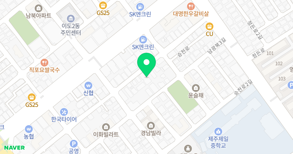 리안스테이1 위치 지도 - 제주특별자치도 제주시 남광북1길 34