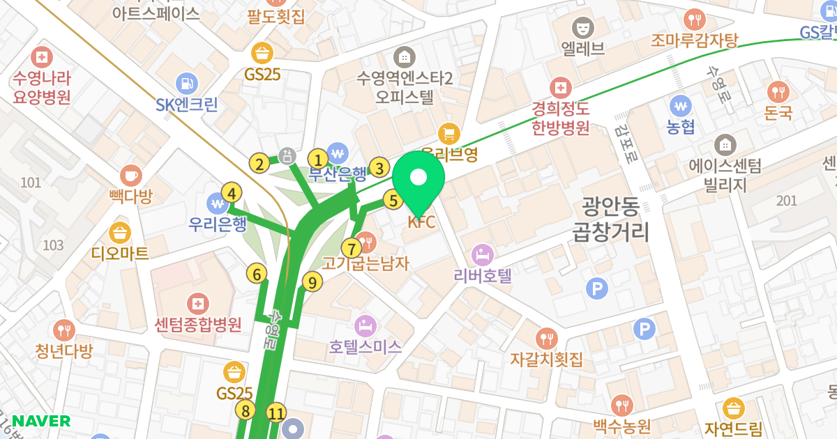 베스테이 센트럴뷰 위치 지도 - 부산광역시 수영구 수영로 700