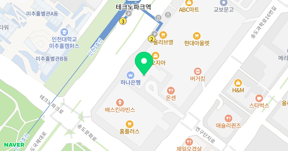 오네스타 위치 지도 - 인천광역시 연수구 송도국제대로 157