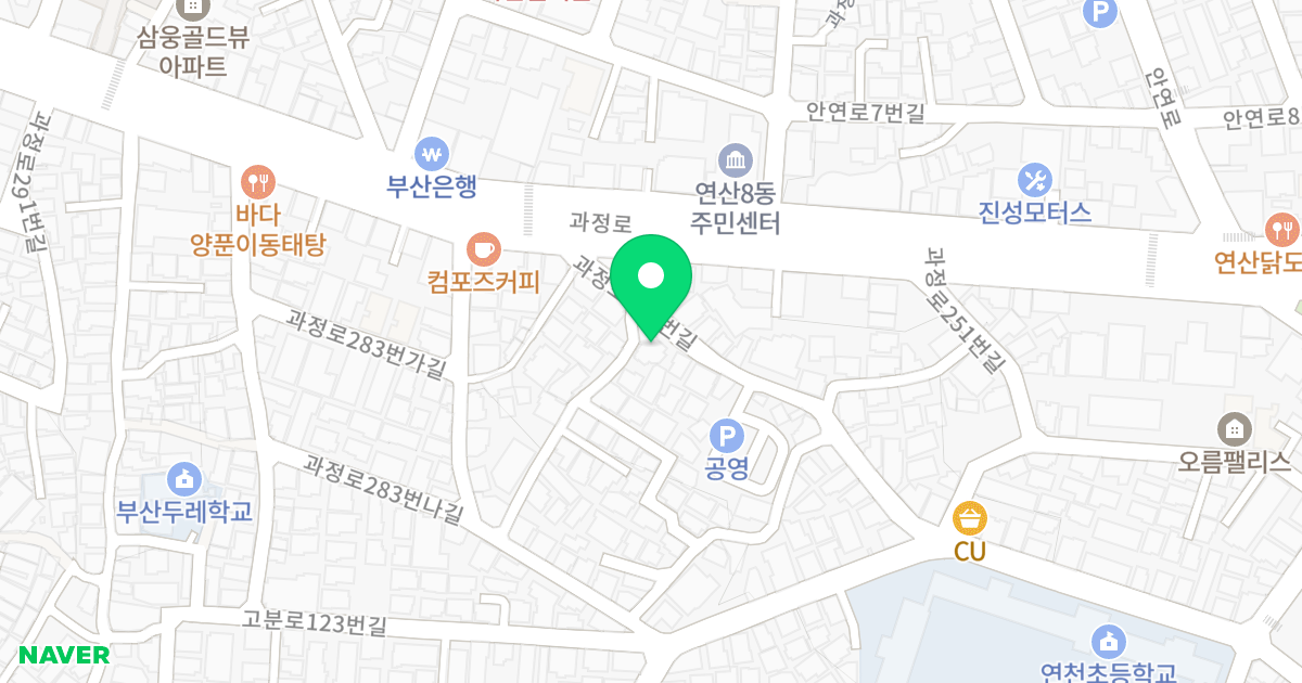(1065-8) 위치 지도 - 부산광역시 연제구 과정로265번길 12