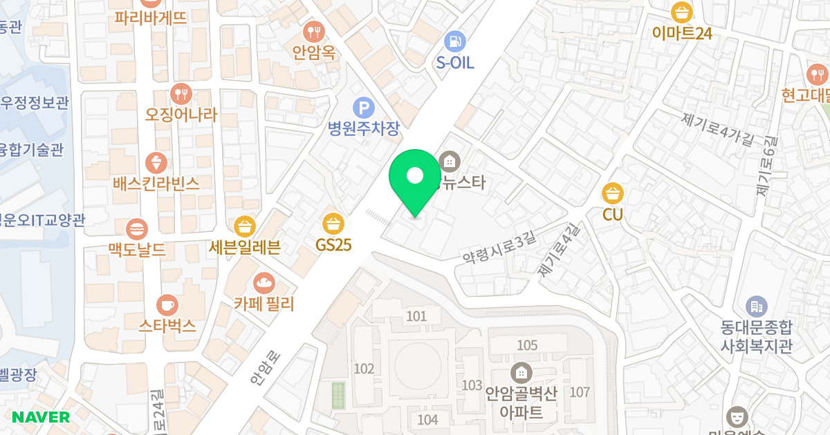 안암아크로빌 위치 지도 - 서울특별시 동대문구 안암로 100