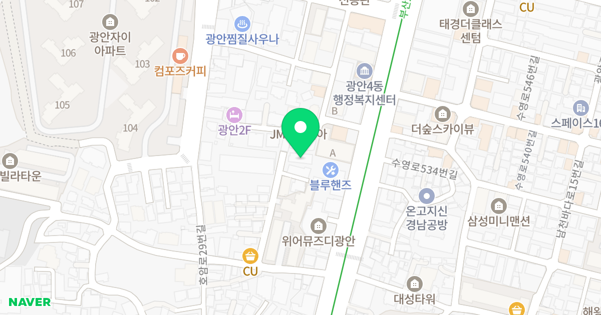백양오피스텔 위치 지도 - 부산광역시 수영구 수영로521번가길 24
