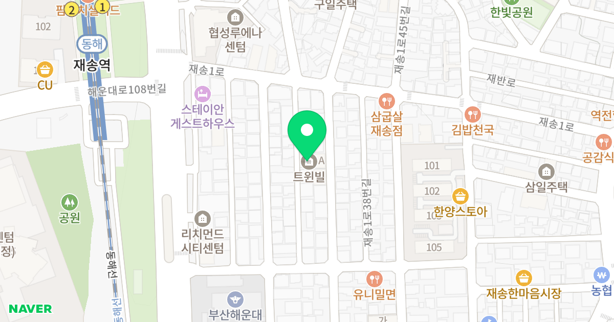 트윈빌B 위치 지도 - 부산광역시 해운대구 재송1로26번길 15