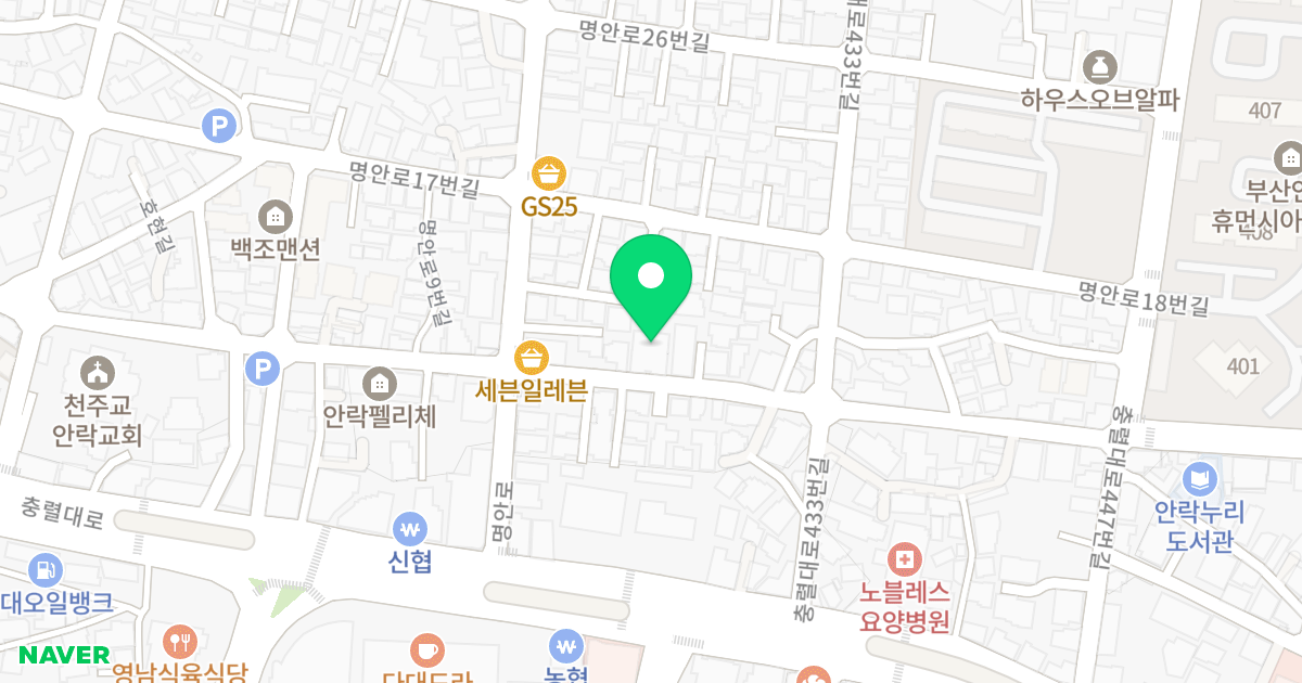 오현더힐 위치 지도 - 부산광역시 동래구 명안로10번길 13
