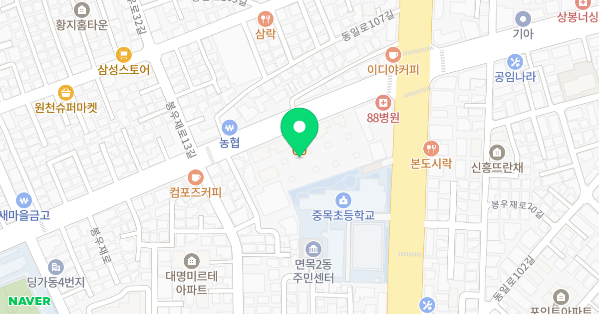 봄작시티 50 위치 지도 - 서울특별시 중랑구 봉우재로 50