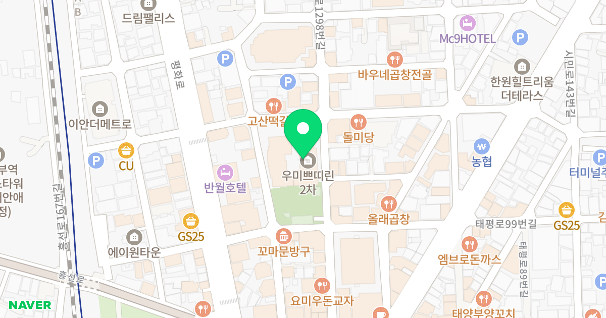 우미쁘띠린 위치 지도 - 경기도 의정부시 호국로1298번길 38