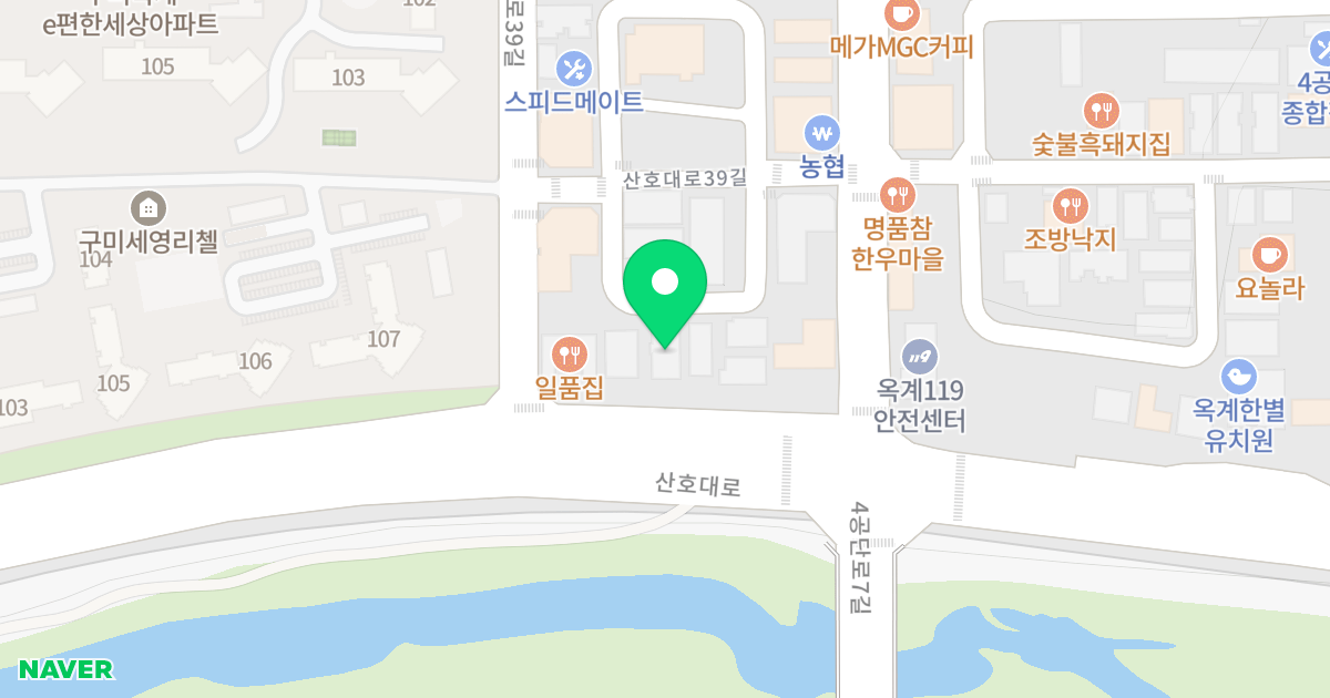 1동 위치 지도 - 경상북도 구미시 산동읍 산호대로39길 14-14