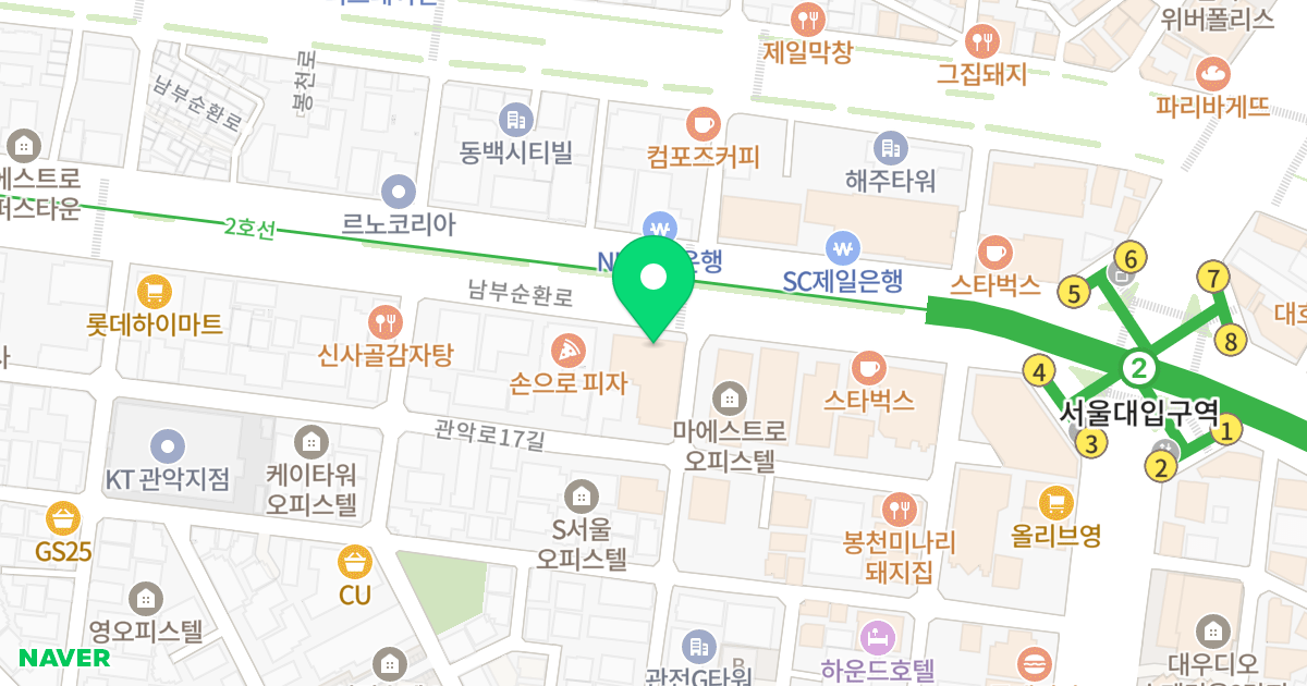 봉천동 875-1 제2종근린생활시설 (이종복) 위치 지도 - 서울특별시 관악구 남부순환로 1802