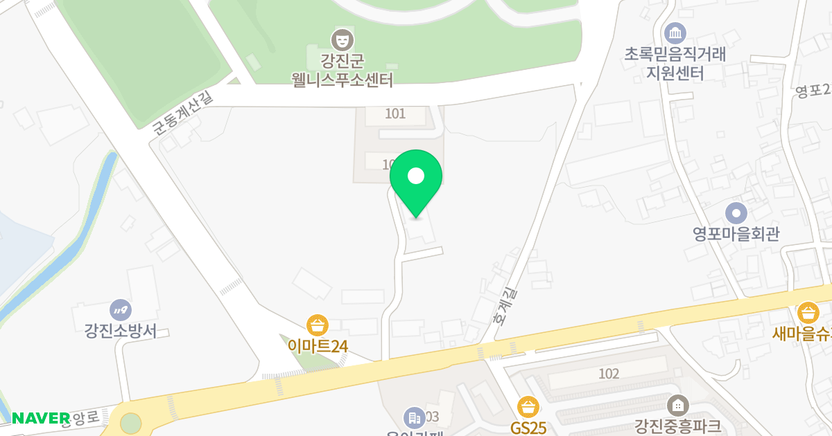 케이원오피스텔 위치 지도 - 전라남도 강진군 군동면