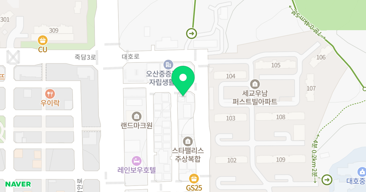 (611-10) 위치 지도 - 경기도 오산시 대호로117번길 44