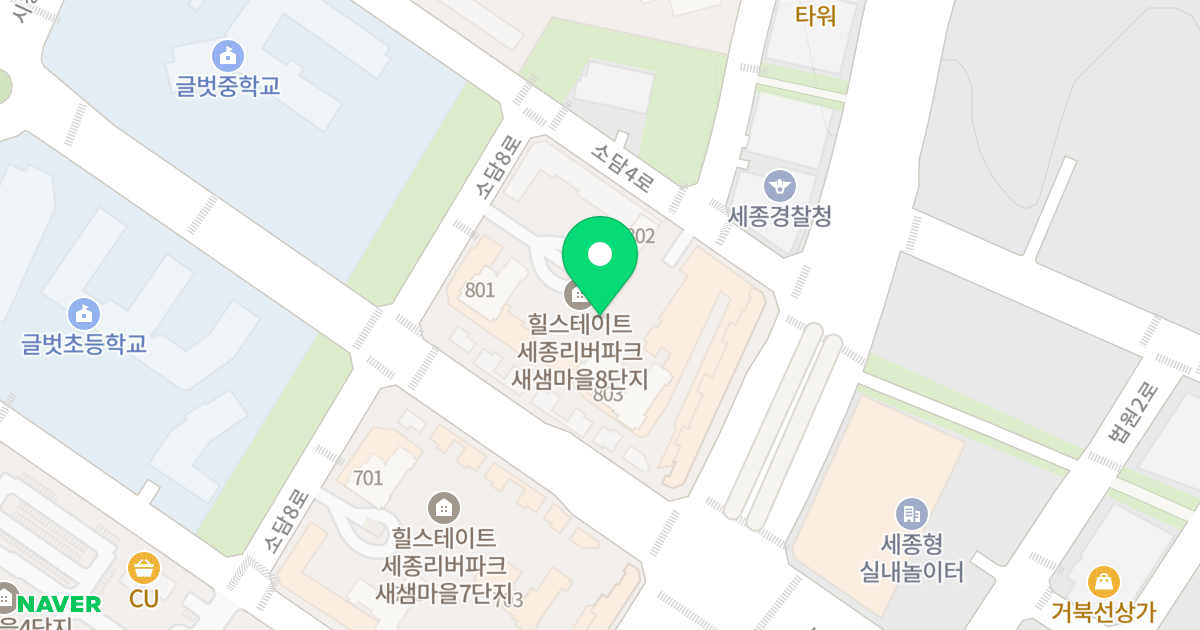 새샘마을 8단지 위치 지도 - 세종특별자치시  소담8로 22