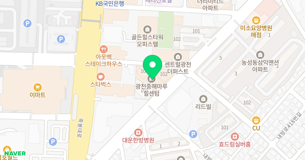 광천 중해마루힐 주상복합 위치 지도 - 광주광역시 서구 내방로 415