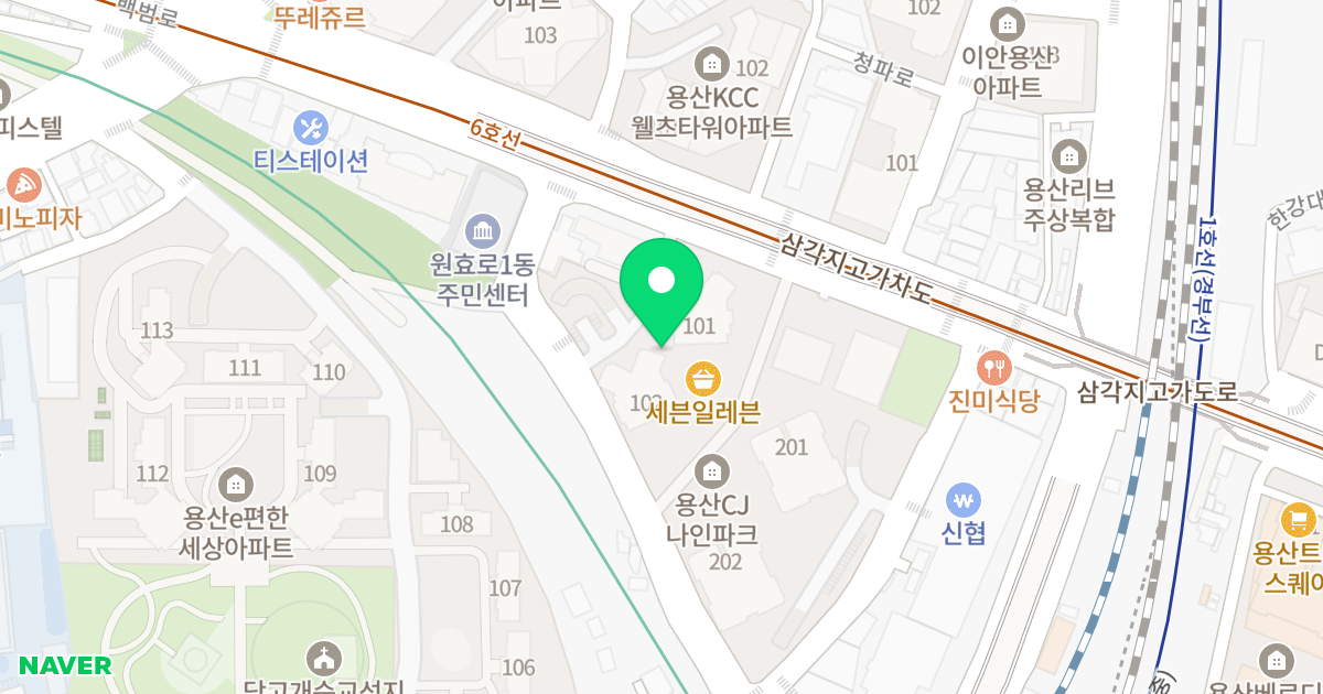 용산아크로타워 위치 지도 - 서울특별시 용산구 백범로90길 26