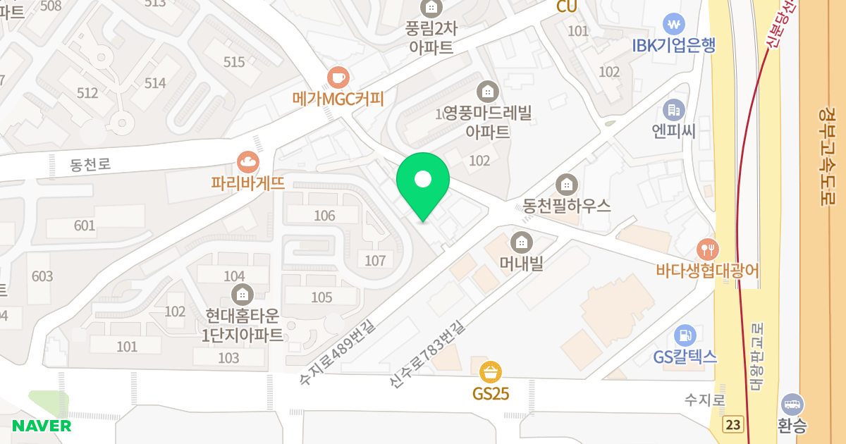 (325-12) 위치 지도 - 경기도 용인시 수지구 수지로489번길 11