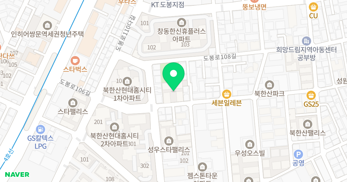태솔유니크빌 위치 지도 - 서울특별시 도봉구 도봉로106길 39