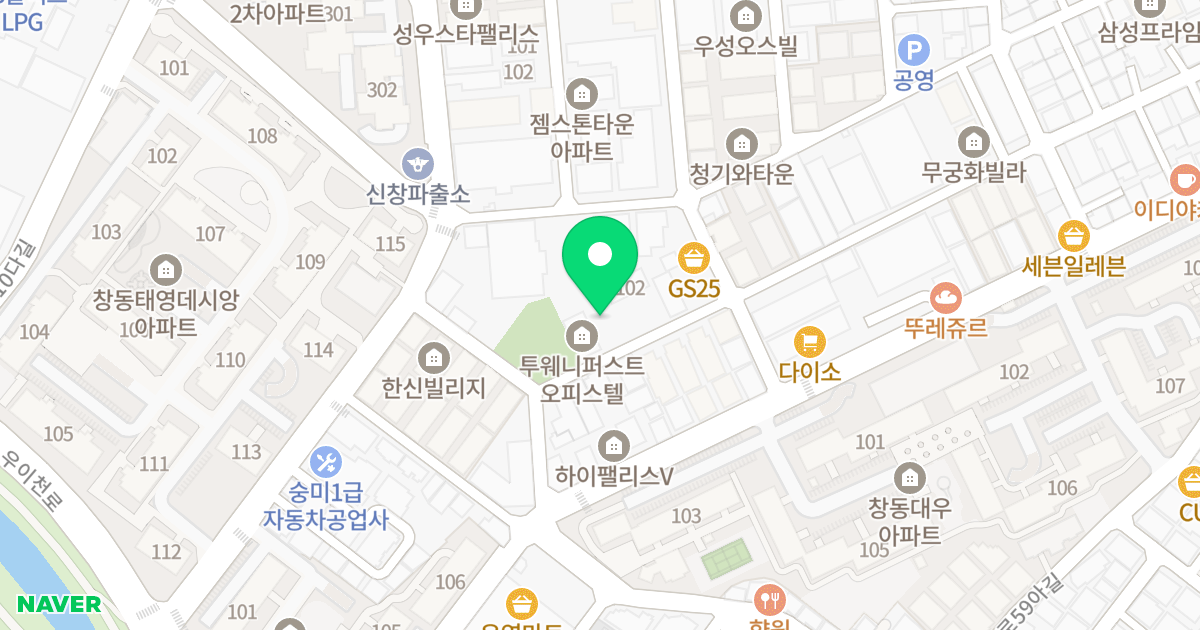 창동 투웨니퍼스트 위치 지도 - 서울특별시 도봉구