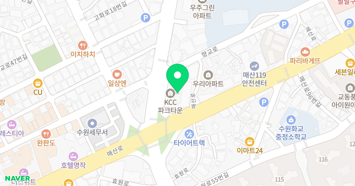 KCC파크타운 위치 지도 - 경기도 수원시 팔달구 매산로 75