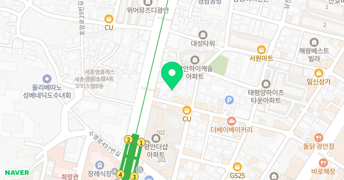 광안 오션 그레이스 위치 지도 - 부산광역시 수영구 수영로510번길 5