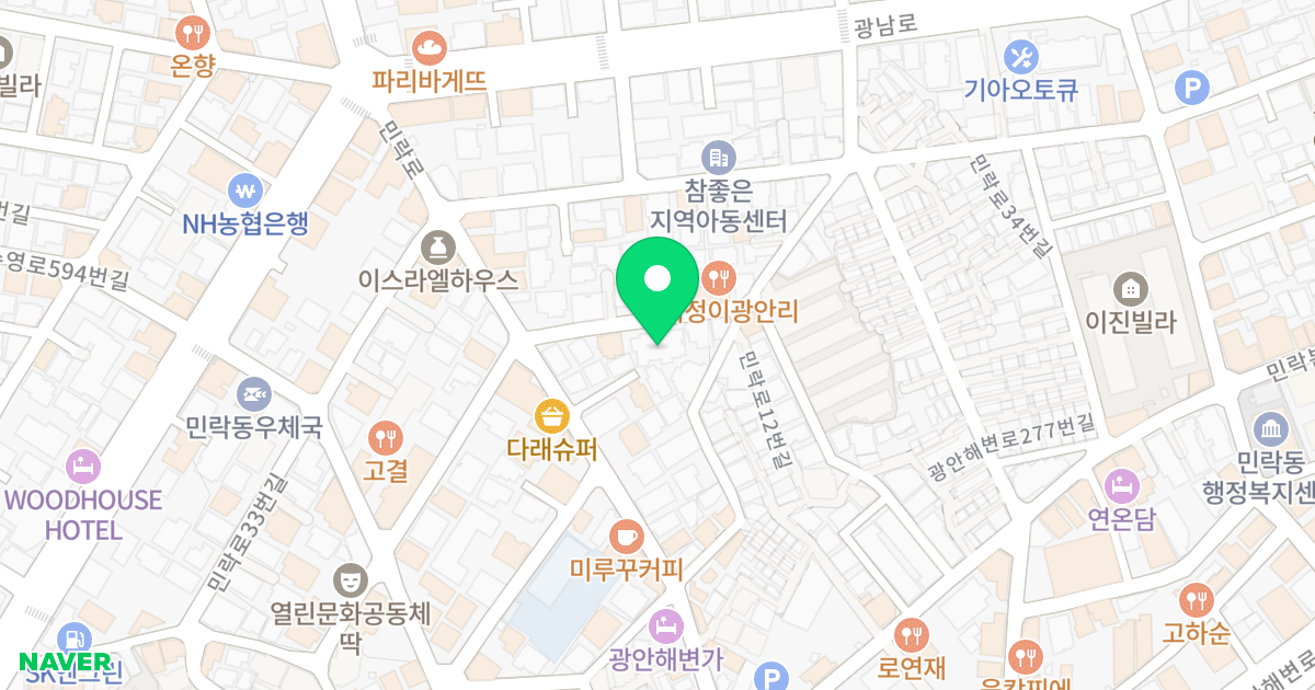 프리빌리지 수 위치 지도 - 부산광역시 수영구 민락로28번길 14