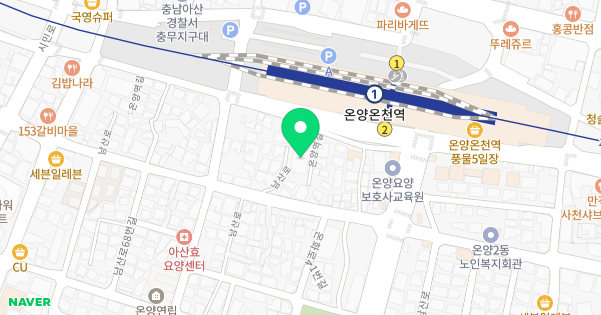 1동 위치 지도 - 충청남도 아산시 남산로 77-12