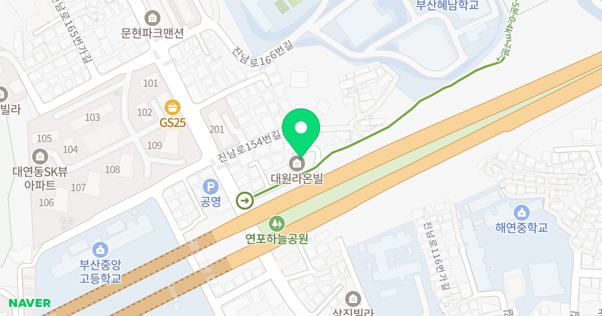 대원라온빌 위치 지도 - 부산광역시 남구 진남로 150-21