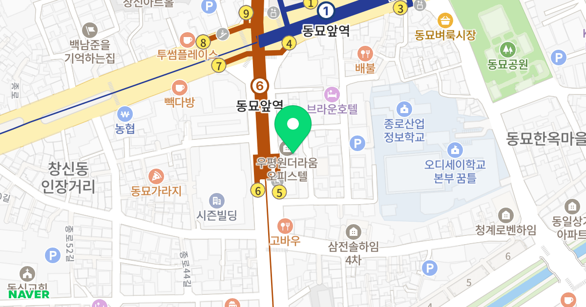 우평 원더라움 스투디오 위치 지도 - 서울특별시 종로구 지봉로 22