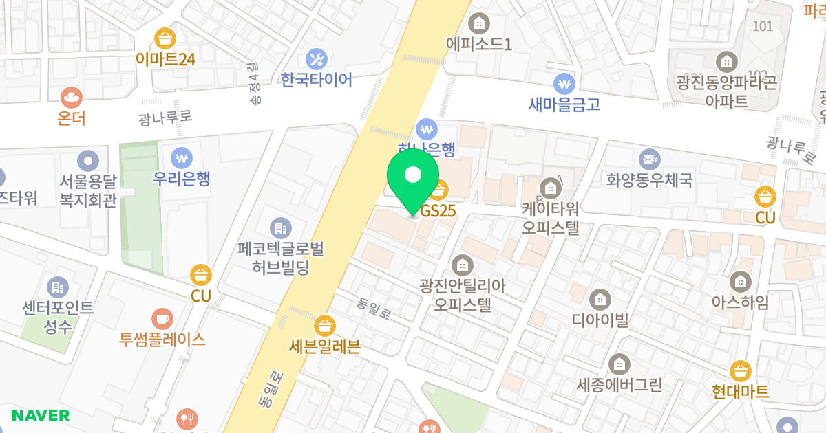 더 메종 건대 위치 지도 - 서울특별시 광진구 동일로 174