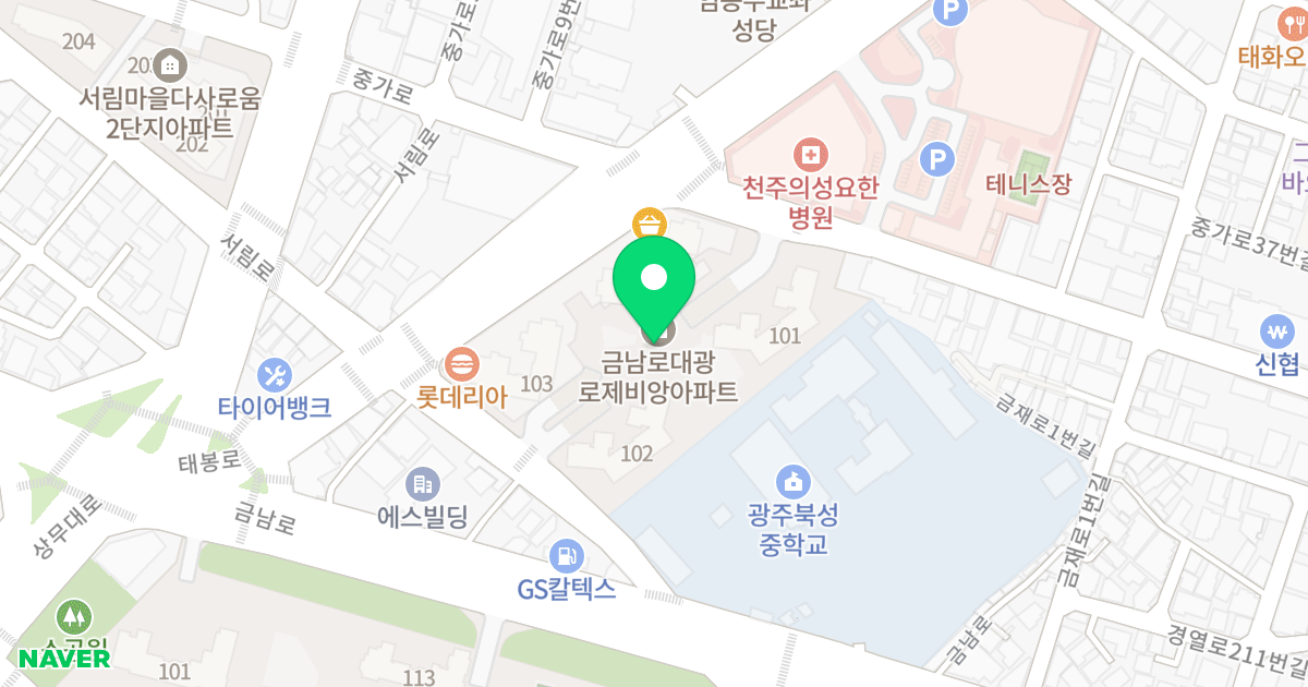 금남로 대광로제비앙 위치 지도 - 광주광역시 북구 서림로 153